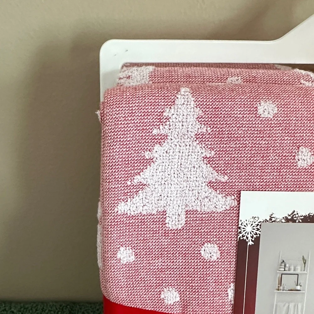 Ladinne Holiday Christmas Tree Shower Curtain Red Bow NEW!